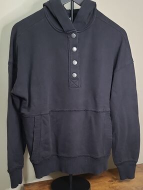SO Black "The Lounge Life Tunic" Hooded Sweatshirt with Snap Placket size Small